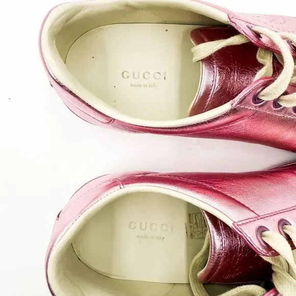 Gucci Ace GG Metallic Pink Sneakers Trainers EU 37 US 7